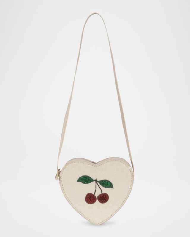 Girl's Heart-Shaped Glitter Shoulder Bag